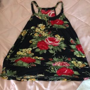 Floral tank top with button detail